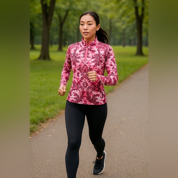 Athleta Sierra Thermal Floral Haze Half Zip Pullover Top #930279  Size Small - Picture 2 of 13